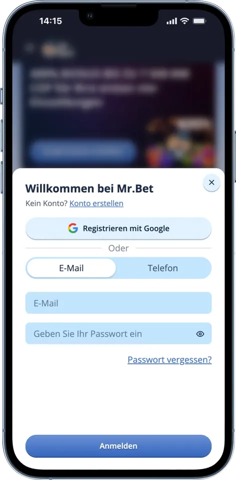 Anmeldeformular ausfüllen