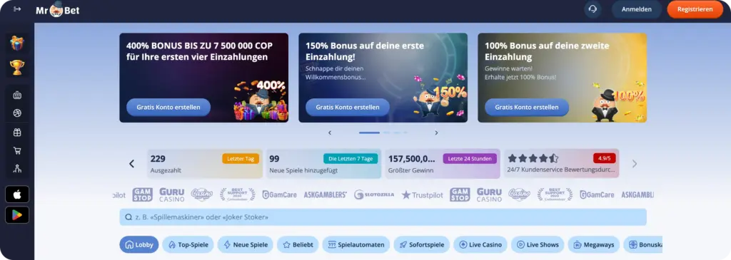 Mr Bet Casino Hauptseite