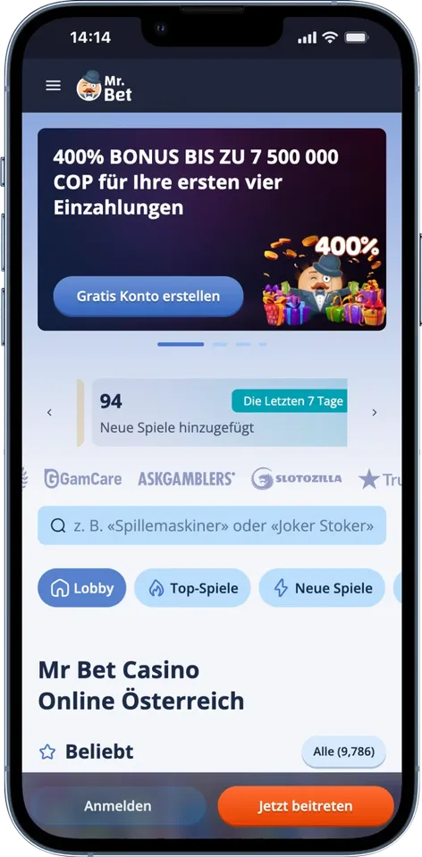 Mr Bet Website aufrufen